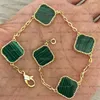 Fashion Classic 4/Four Leaf Clover Charm Bracciali Bangle Chain 18K Gold Agate Shell Mother-of-Pearl per WomenGirl Wedding Mother' Day Jewelry Women Clover Bracciale