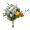 Fiori matrimonio Rose artificiali gialle Babysbreath Bouquet Seta finta fai da te Home Table Vaso Decorazione Flores