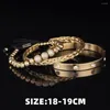 Bracelets porte-bonheur luxe Micro pavé CZ perles rondes hommes royaux cristaux en acier inoxydable Bracelets Couple bijoux faits à la main cadeau