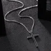 Kedjor titanium stål tvärhänge halsband enkel metall kedjekedja för män