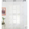 Curtain 2X Bronzing Window Drape Gauze Rod Pocket Valance Sheer Marble Draperies Tulle Home Decoration