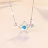 S925 Collane a ciondolo in argento sterling femminile Moissanite Colorful Gem Star Smart Collar Chaining Heart
