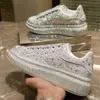 Jurk Schoenen Nieuwe 2023 Herfst Vrouwen Platform Schoenen Steentjes Dikke Zolen Wit Zilver Schoenen Shining Crystal Sneakers Trend Casual sneakers T230609