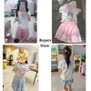 Vestidos para meninas Roupas de verão jk Coreano Vestido manga curta Camisa Kawaii Estilo universitário Saia plissada Conjunto de duas peças 230608