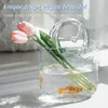 Vaser Clear Glass Bag Vase Creative Fish Tank Decor Bubble Flower Handväska Desktop Centerpiece Home Wedding Tulip Basket 230609