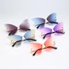 Sunglasses 2023 Designer Fashion Butterfly Rimless Women Vintage Oversized Steampunk Sun Glasses UV400 Eyeware