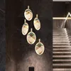 Żyrandole Smart Nordic Loft Chandelier wystrój domu apartament sypialnia sufit lampy akrylowe obrotowe schody dekoracyjne długie