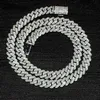 Produit de vente collier de bijoux fins 10mm 12mm Hip Hop glacé 2 rangées de diamants Moissanite chaînes à maillons cubains