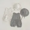 Rompers Summer Baby Girls Clothing born Jumpsuits Floral Sleeveless Romper Hat Infant Outfits 230608