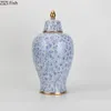 Opslagflessen Blauwe bubbel geschilderde pot met deksels Vergulde keramische vazen Ambachten Bloemstuk Sieraden Potten Cosmetische containers