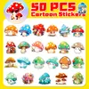 50Pcs-Pack Champignons Autocollants Stickers Muraux En Gros Vinyle Autocollant Étanche Ordinateurs Portables Voiture Scrapbooking Guitare Boîte Planche À Roulettes JDM Bagages Décalque