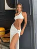 Robes décontractées ZRTAK Beach Cover Up Sarong Hollow Out Body Dress Split Y2K Femmes Dos Nu Sexy 2023 Une Épaule Robes De Plage Cover-Ups J230609