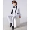 Suits Child Highend Wedding Male Flower Boy Suit 3st 2023 Formell White Costume Kids Blazer Jacket Pants Vest Set 230608