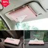 New Car Visor Tissue Holder PU Leather Hanging Paper Towel Clip Napkin Holder Backseat Tissue Case Auto Interior Accessories