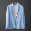 Herenpakken Blazer Zomer Casual Masculino Pak Dunne Linnen Effen Ademend Katoen Slanke Mannelijke Zakelijke Witte Jas Terno Jas