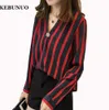 Casual Blouse Shirt Kobiet 2017 Fashion Szyfonowe koszule damskie bluzki z długim rękawem Tops Striped Białe czarne czerwone blusas plus rozmiar