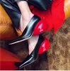 Unik häl röd svart kvinnor mary jane skor pekade tå läder dam singel skor 2023 nyhetsett