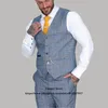 Herrenanzüge, Herren-Blazer, modisches Plaid-Tweed-Männer-3-teiliges Jacke-Weste-Hosen-Set für Bräutigam, Hochzeit, Abschlussball, Smoking, formeller Business-Blazer