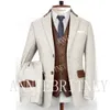 Mäns kostymer blazers vintage tweed kostym för män smal passform 3 stycke blazer set läder väst fisken dräkt homme terno masculino skräddarsydd man 230609