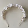 Wedding Hair Jewelry SLBRIDAL Handmade Luxury s Freshwater Pearls Ceram Flower Bridal Tiara Bridesmaids Crown Women 230609