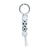 Keychains Basketball Football Tennis Baseball Volleyball Keychain Träpärlad tryckt handstränghäng