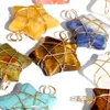 Fashion Gold Wire Wrap Star Shape Pendant Natural Stone Mixed Necklace Jewelry Accessories Making Wholesale
