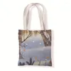 Storage Bags Women Canvas Shoulder Bag Cartoon Whale Books Daily Shopping Students Book Handbags Large Tote For Girls