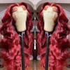 Morceaux de cheveux Gefily 99j Body Wave 13x4 Bordeaux Lace Front Human Hd Frontal Pré Pincée Avec Vin Rouge 24 pouces 230609