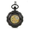 Pocket Watches WAH493 Pumpkin Shape Vintage Black Mechanical Movement Hollowed Watch Gift 5 Pieces