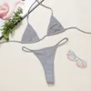 Women's Swimwear Women's Reflective Bikini Set Summer Beach Female's Sexy Silver Luminous Split Swimsuit 230608