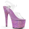 Sandals Full Dress Peep Toe Pole Dance Shoes Glitter Women Platform 17 Cm High Stripper Heels Sexy Nightclub Models Flash