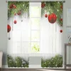 Tenda Albero di Natale Decorazione rossa Palla Tende trasparenti Decorazioni per la finestra di casa Tulle Soggiorno Camera da letto