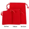 Gift Wrap 50pcsLot Golden Color Edge Velvet Jewelry Gift Bag 5x7 7x9 9x12cm Drawstring Wedding Party Display Sweets Packing Bag Wholesale 230608