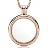 Chaînes Original étincelant coeur souris Rose médaillons ronds flottant 925 collier en argent Sterling pour perle breloque bijoux à bricoler soi-même