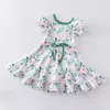 Mädchen Kleider Girlymax Sommer Baby Mädchen Kinder Kinder Kleidung Milch Seide Kleid Twirl Knie Länge Blume Erdbeere Plaid Punkte Kurzarm 230609