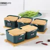 Storage Bottles Ceramic Seasoning Box With Four Grids And One Grid For Jars Personality Creative Home Combination Set