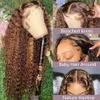 Hair pieces 13x4 Highlighted Kinky Curly Lace Frontal For Women Honey Blonde Colored Deep 4x4 Closure 230609