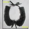 Bow Ties Lace Fake Collar Craft Embroidered Fabric Flower Sewing Applique Black Neckline DIY Shirt Detachable