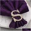 Napkin Rings 6 / Pcs Diamond Inlaid English Letter Ring El Restaurant Towel Buckle Ornaments Of 230201 Drop Delivery Home Garden Kit Dhars