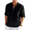 Chemise en coton à manches longues pour hommes chemise monochrome Y chemise vêtements décontractés tout neuf 03lin