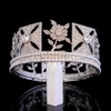 Bijoux de cheveux de mariage Queena Vintage Flower Queen Crown Pearl Bridal Full Round Crowns Pageant Coiffe Brides Crown 230609