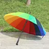 Rainbow parasol kobiety 16k deszczowy wiatroodporny parasol długi uchwyt mocny ramka wodoodporna duża kolorowa tęczowa parasol