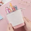 Estojo de lápis retrátil criativo porta-caneta de cor sólida bolsa organizadora de presentes para crianças estudantes escola papelaria bolsa de armazenamento Kawaii