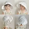 Caps Hats Korean Big Brim Baby Sun Hat Kids Bucket Hat Princess Lace Bow Baby Fisherman Hat born Pography Props 230608