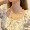 Chains Fairy Crowd Choker Bowbow Pearl Necklace Female Senior INS Cool And Elegant Style Simple Collar Chain Neckchain