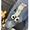 Jeans Girls Spring Autumn Children Trousers 1 7Yrs Baby Boys Casual Hole Pants Cartoon Cat Kids 230609