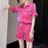 女性用トラックスーツ2023夏の韓国カジュアルルーズルーズ小さなクールなかわいい作業服