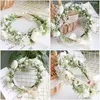 Decorative Flowers Adjustable Flower Wreath Headband Floral Garland Headpiece Wedding Hair Accessories For Brides