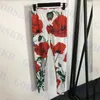 Moda feminina calça de duas peças camiseta com estampa de letras leggings estampa de flores verão novo feminino roupas esportivas