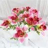 Dekorativa blommor 10st/bukett Artificiell orkidé Flore Vit Silk Fake Flower Diy Wedding Back Road Home Desk Vase Accessories